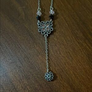 Lia Sophia Silver and Black Filigree Necklace